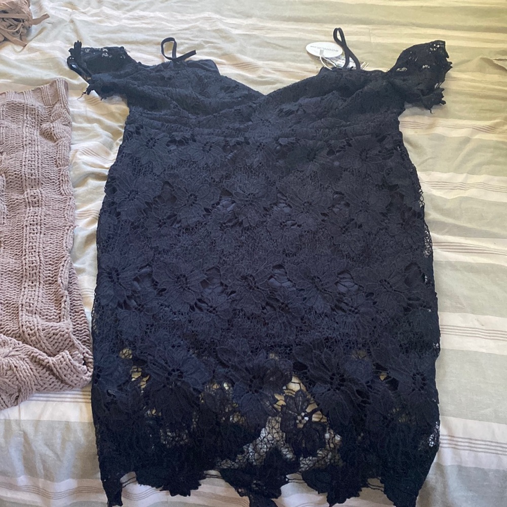 Black Lace Off the Shoulder Dress